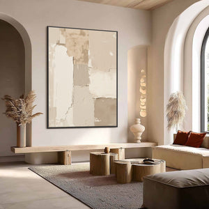 URBAN FOSSIL: Large Vertical Textured Minimalist Abstract Painting