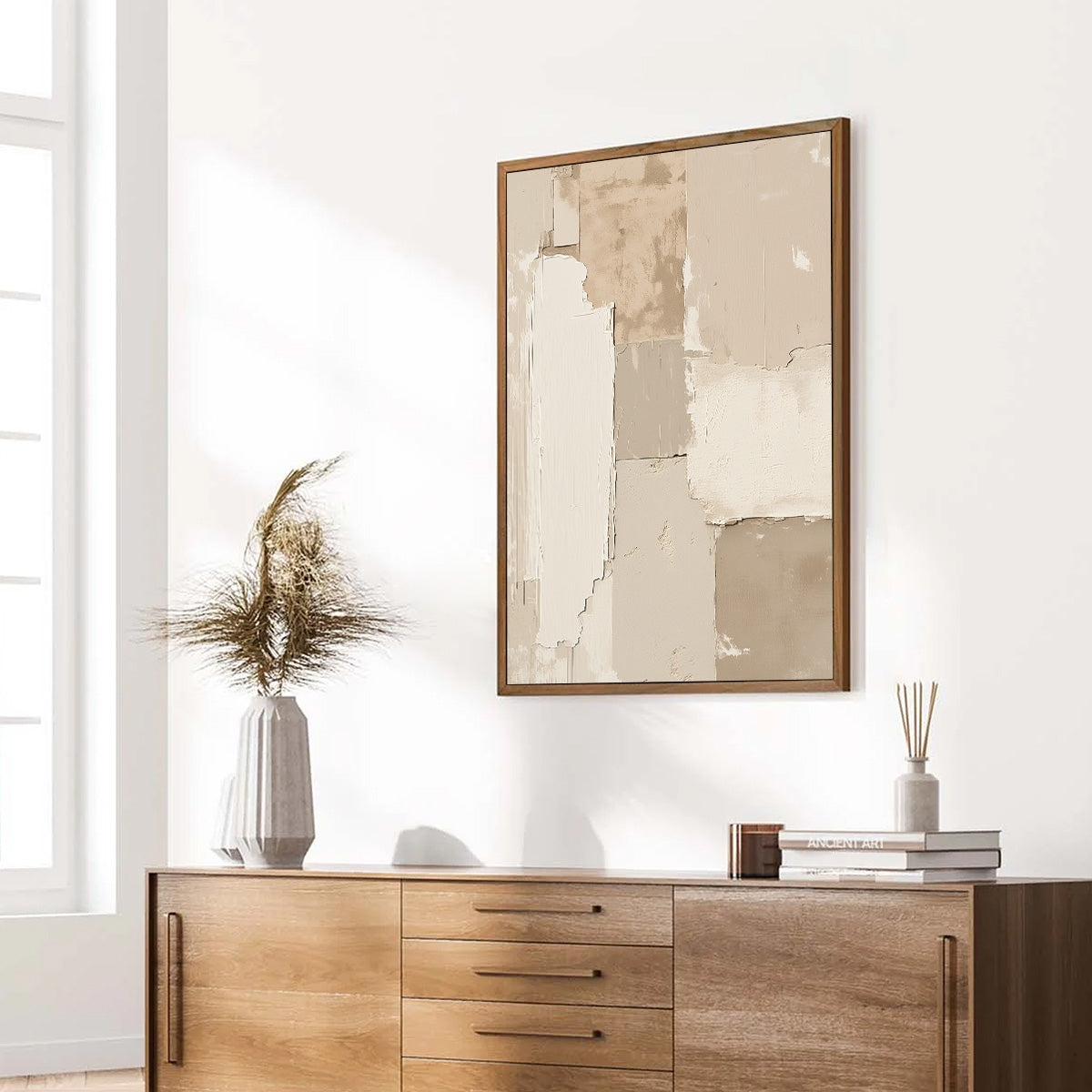 URBAN FOSSIL: Large Vertical Textured Minimalist Abstract Painting