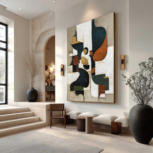 URBAN FRAGMENTS: Textured Vertical Abstract Painting for Modern Decor