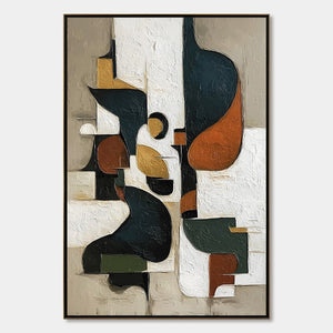 URBAN FRAGMENTS: Textured Vertical Abstract Painting for Modern Decor