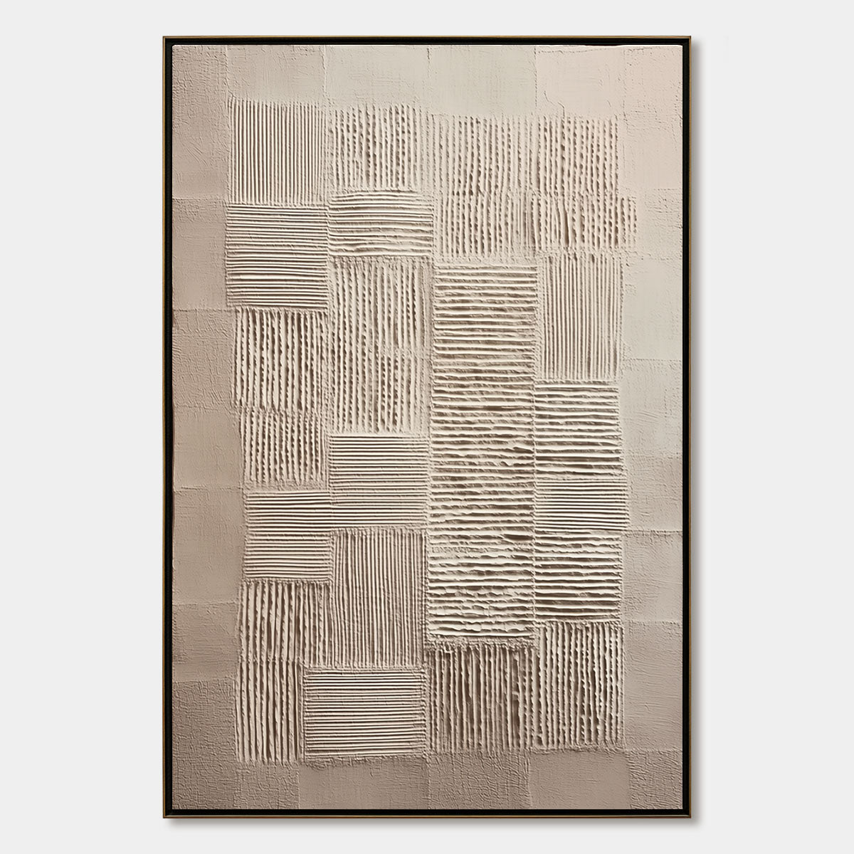 URBAN GRID: Textured Beige Minimalist Abstract Wabi Sabi Wall Art
