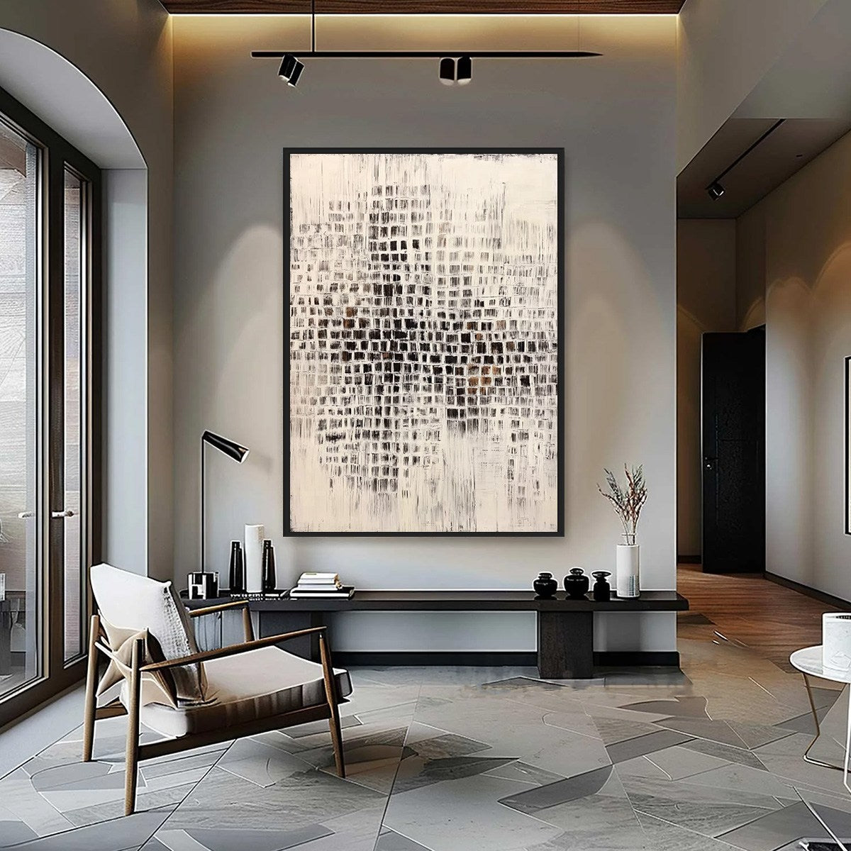 URBAN GRID: Textured Minimalist Abstract Painting for Modern Decor