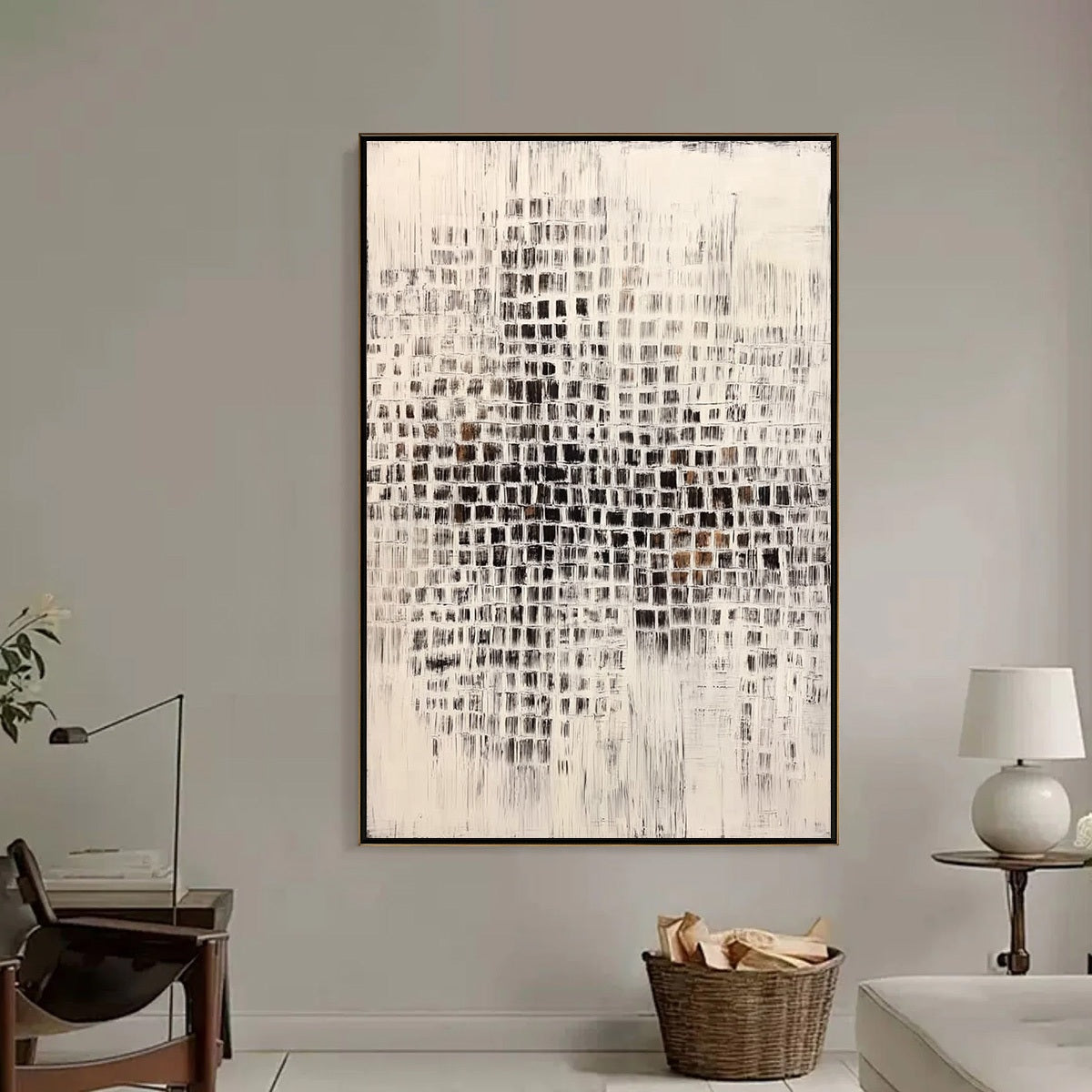 URBAN GRID: Textured Minimalist Abstract Painting for Modern Decor