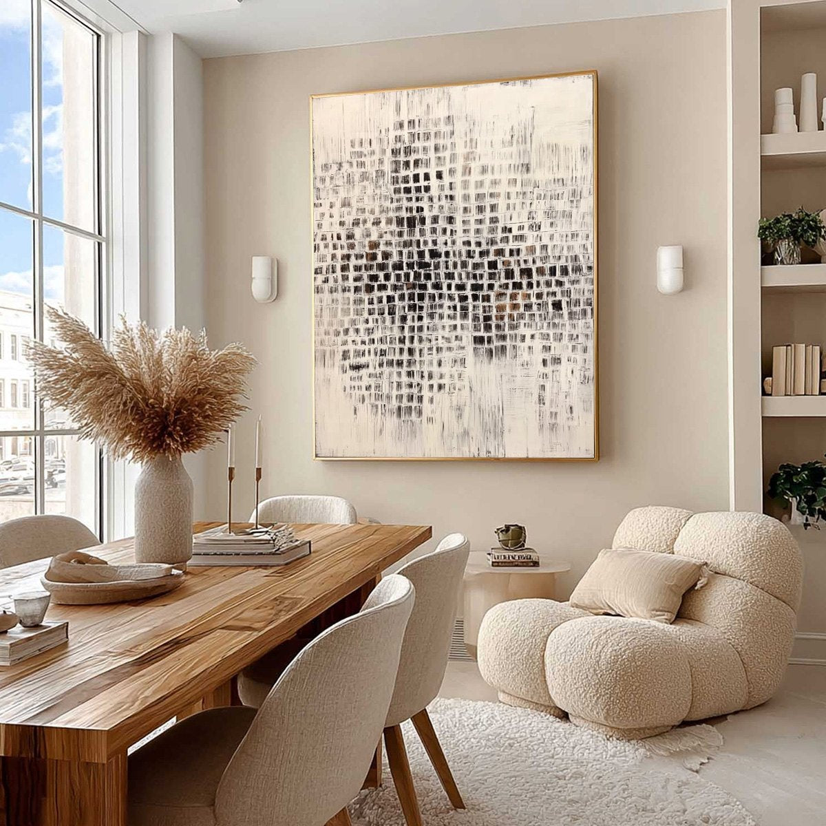 URBAN GRID: Textured Minimalist Abstract Painting for Modern Decor