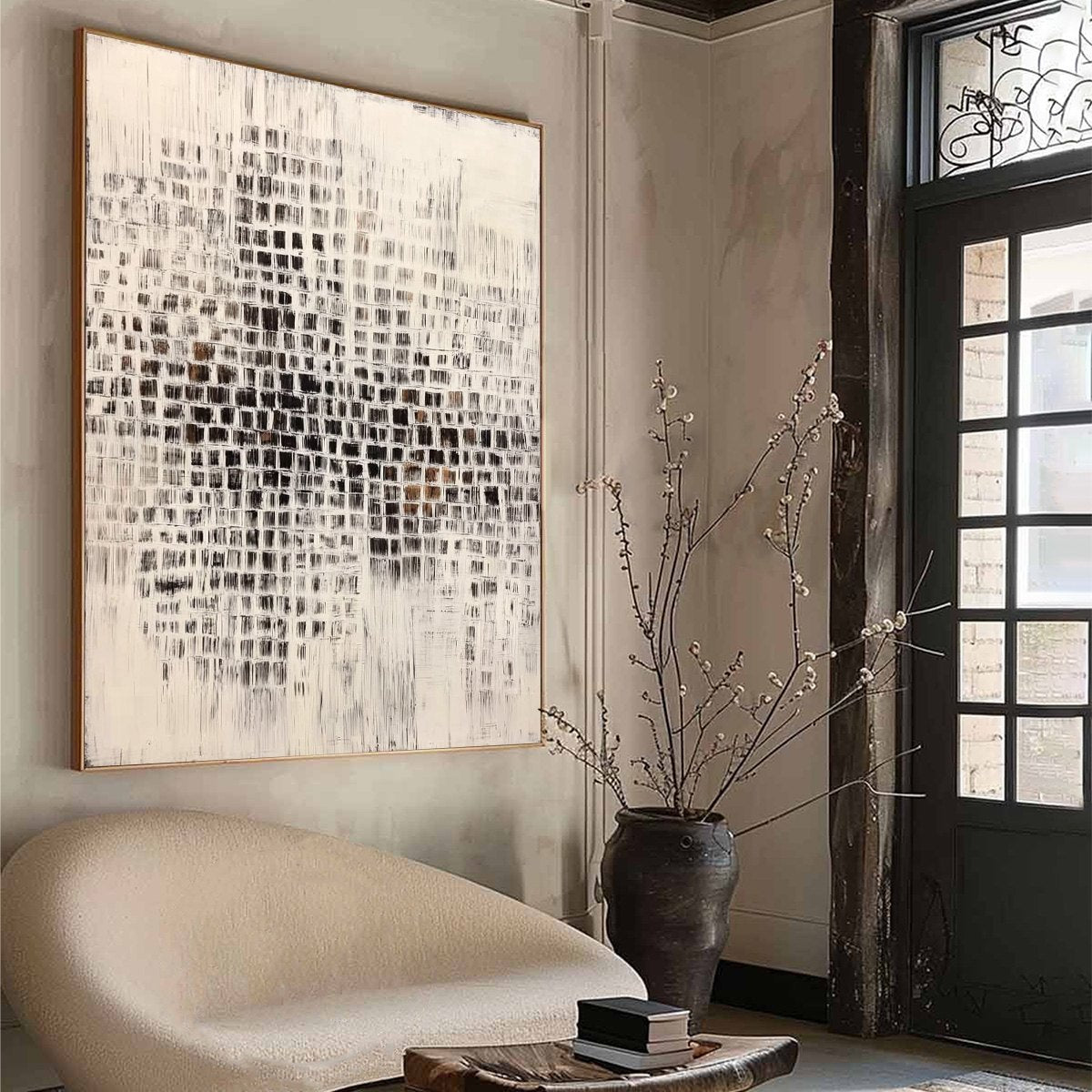 URBAN GRID: Textured Minimalist Abstract Painting for Modern Decor