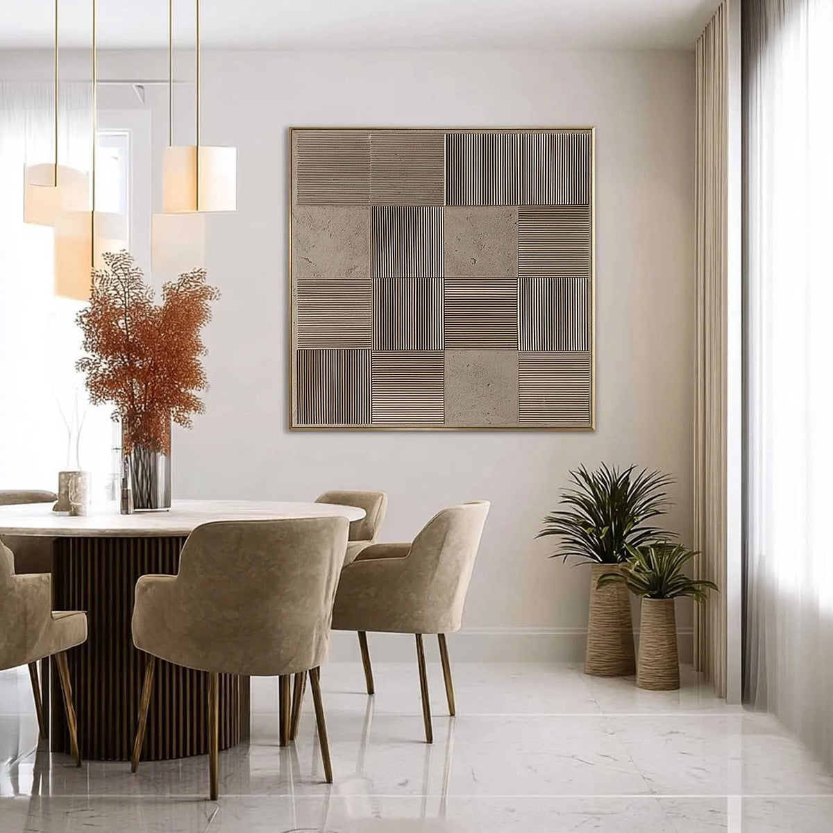 URBAN GRID: Textured Minimalist Abstract Painting in Neutral Tones