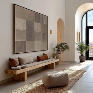 URBAN GRID: Textured Minimalist Abstract Painting in Neutral Tones