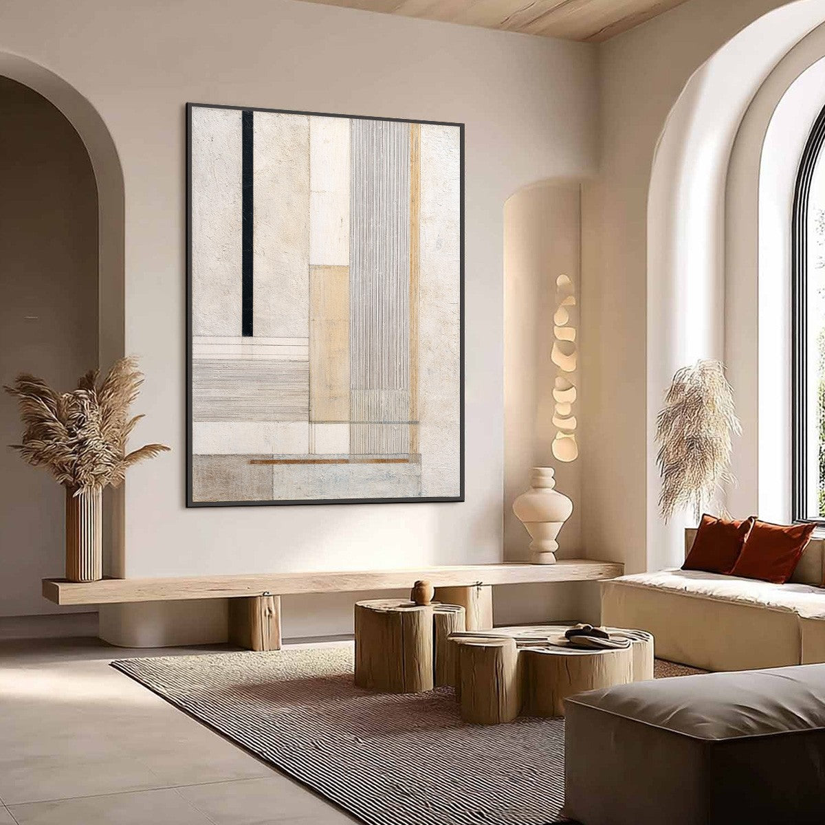 URBAN GRID: Textured Minimalist Architectural Abstract Painting