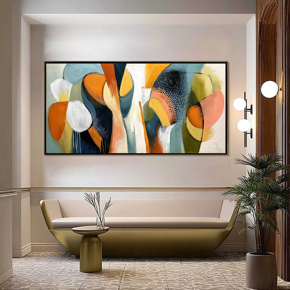 グロリオサ・リリー / 油絵 抽象画 91×117㎝ F50 インテリア モダン URBAN JUBILEE: Colorful Textured Abstract Oil Painting Wall Art
