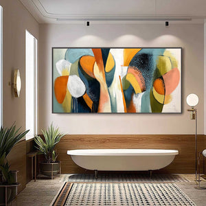 URBAN JUBILEE: Large Colorful Abstract Textured Oil Painting for Modern Decor