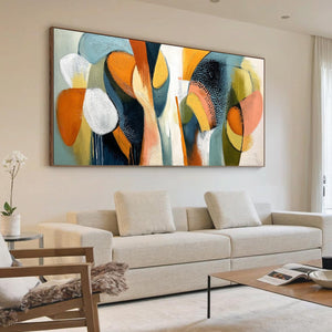 URBAN JUBILEE: Large Colorful Abstract Textured Oil Painting for Modern Decor