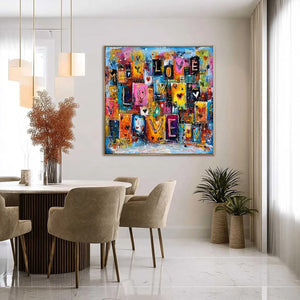 URBAN LOVE: Colorful Abstract Textured "Love" Word Art Painting