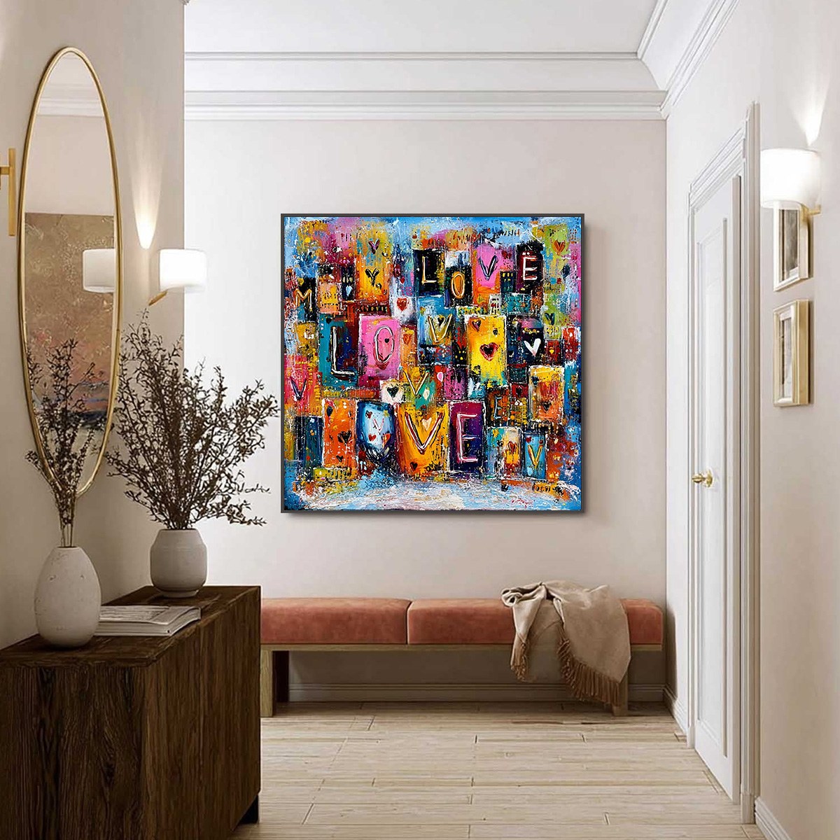 URBAN LOVE: Colorful Abstract Textured "Love" Word Art Painting