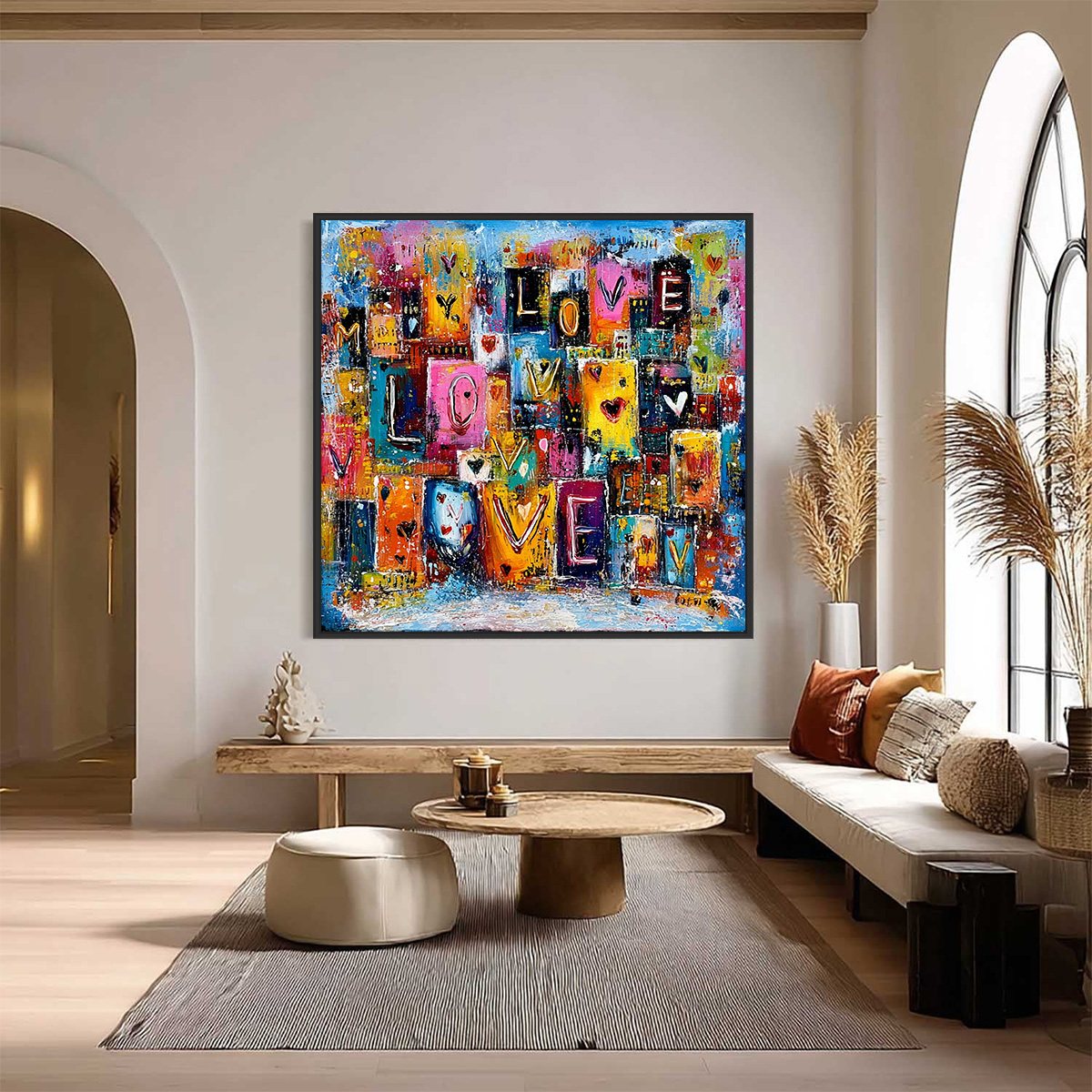 URBAN LOVE: Colorful Abstract Textured "Love" Word Art Painting