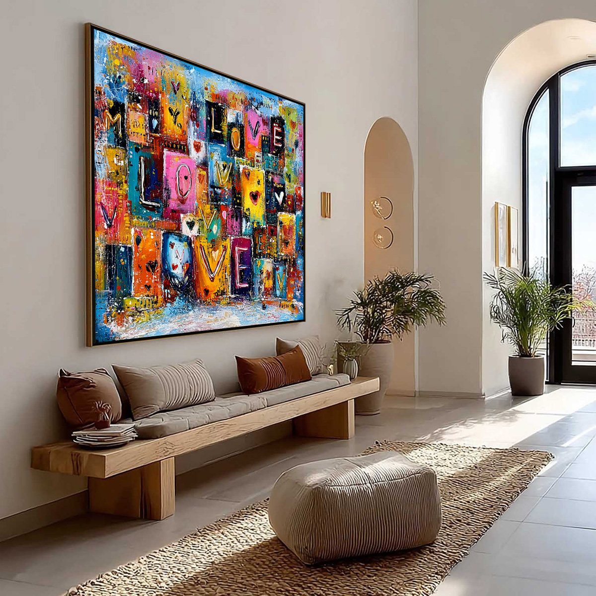 URBAN LOVE: Colorful Abstract Textured "Love" Word Art Painting