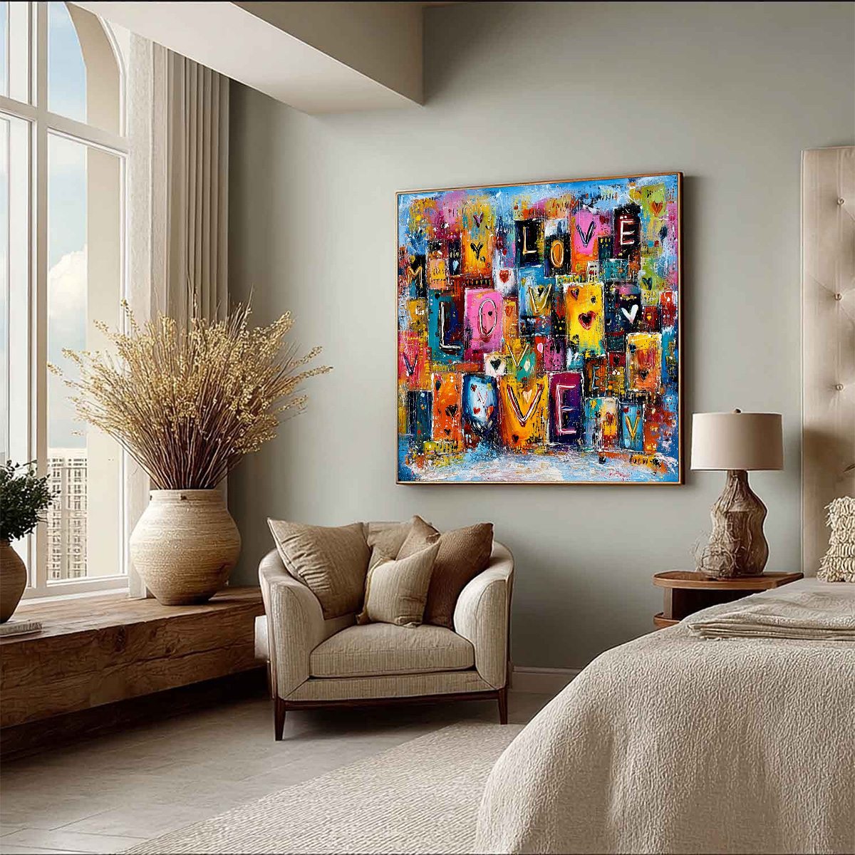 URBAN LOVE: Colorful Abstract Textured "Love" Word Art Painting