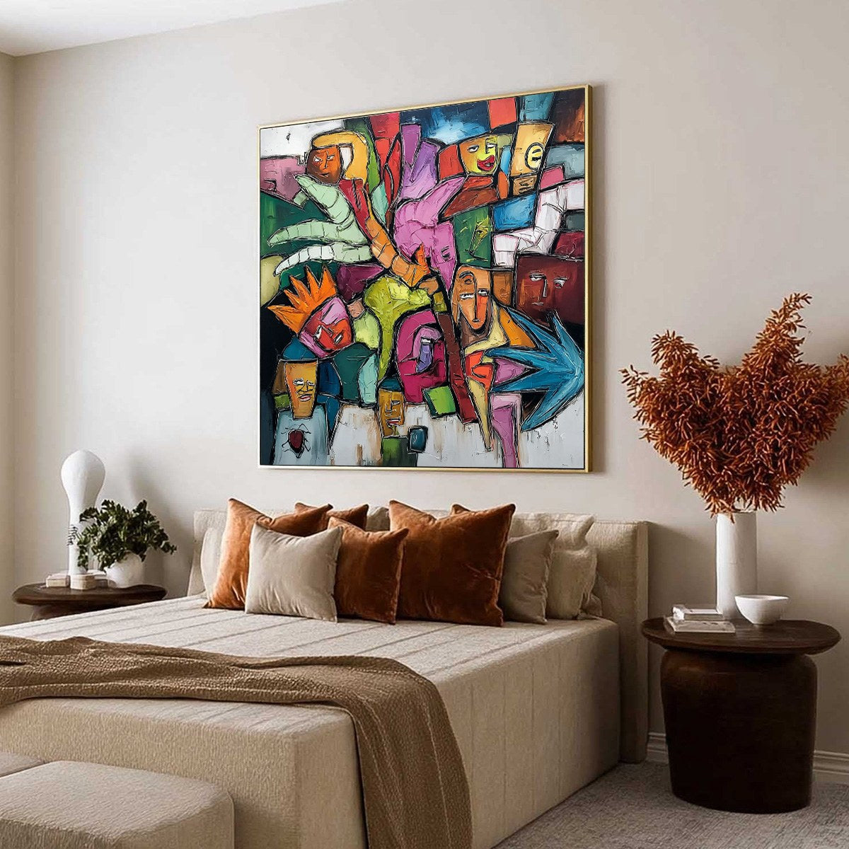 URBAN MOSAIC: Colorful Abstract Figurative Crowd Painting