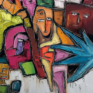 URBAN MOSAIC: Colorful Abstract Figurative Crowd Painting