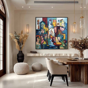 URBAN MOSAIC: Colorful Abstract Figurative Impasto Painting