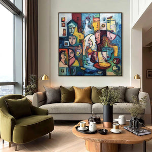 URBAN MOSAIC: Colorful Abstract Figurative Impasto Painting