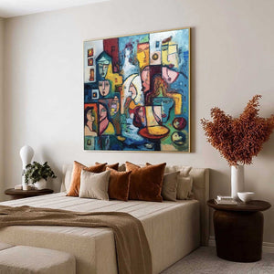 URBAN MOSAIC: Colorful Abstract Figurative Impasto Painting