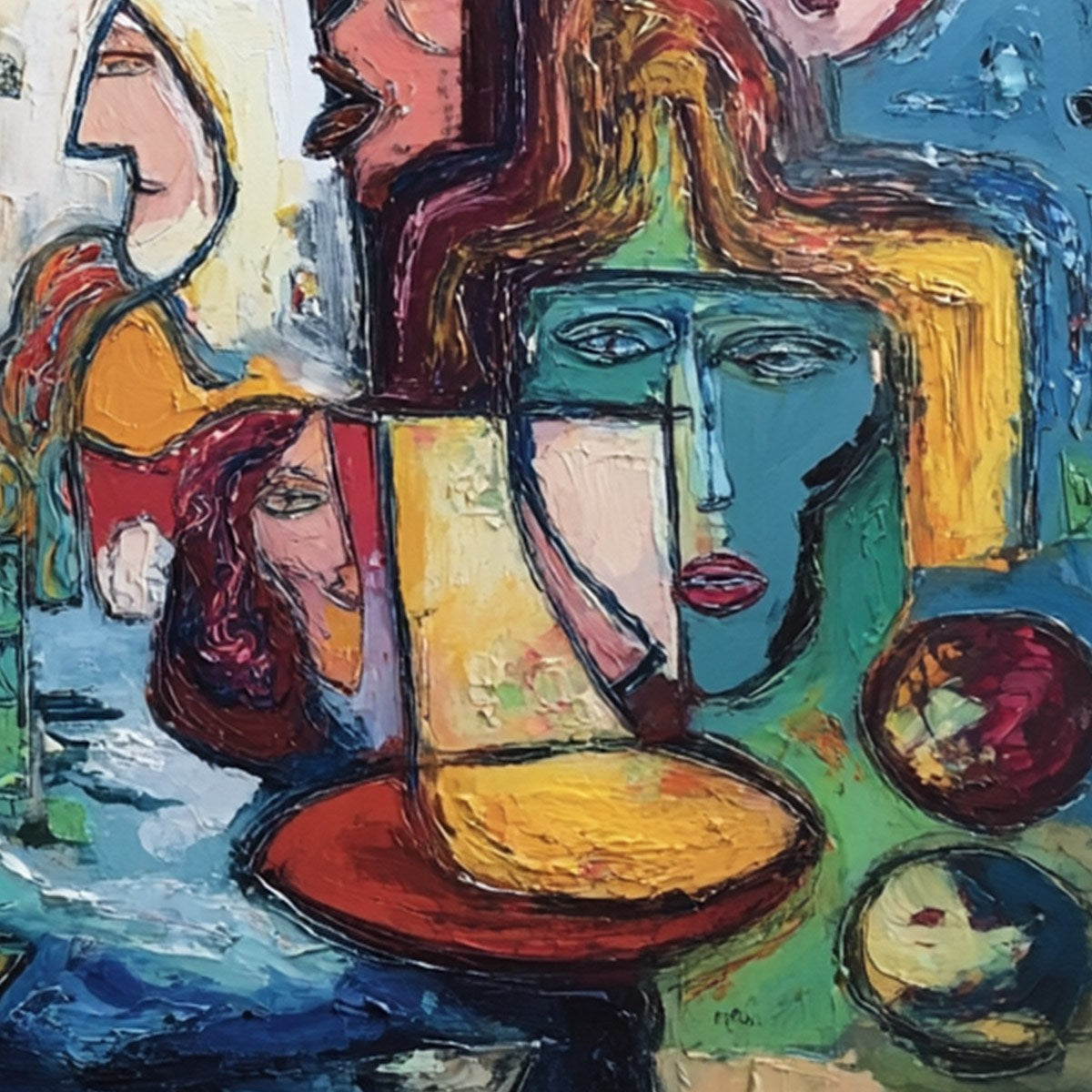 URBAN MOSAIC: Colorful Abstract Figurative Impasto Painting