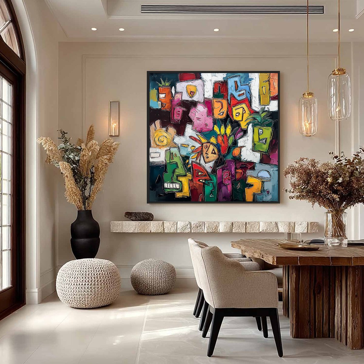 URBAN MOSAIC: Colorful Abstract People Painting with Heavy Texture