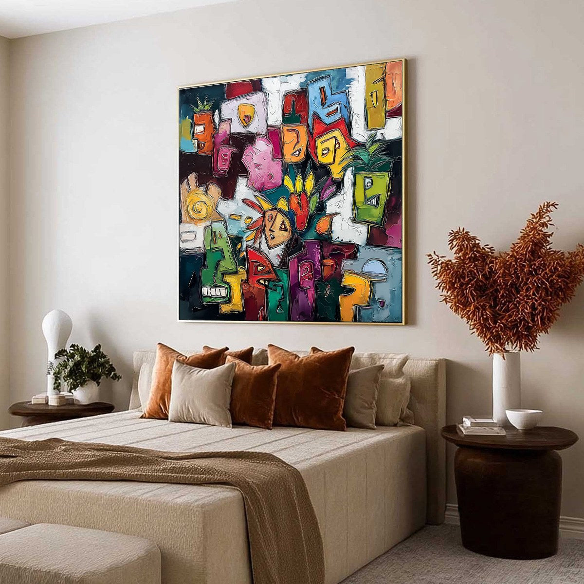 URBAN MOSAIC: Colorful Abstract People Painting with Heavy Texture