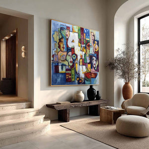 URBAN MOSAIC: Large Square Abstract Figurative Wall Art