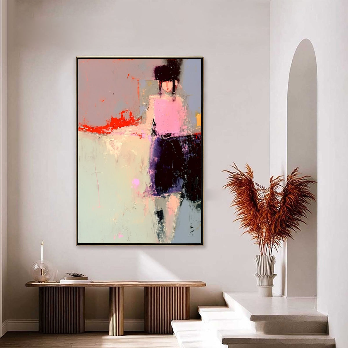 Urban Muse Abstract Portrait Oil Painting | Modern Figurative Wall