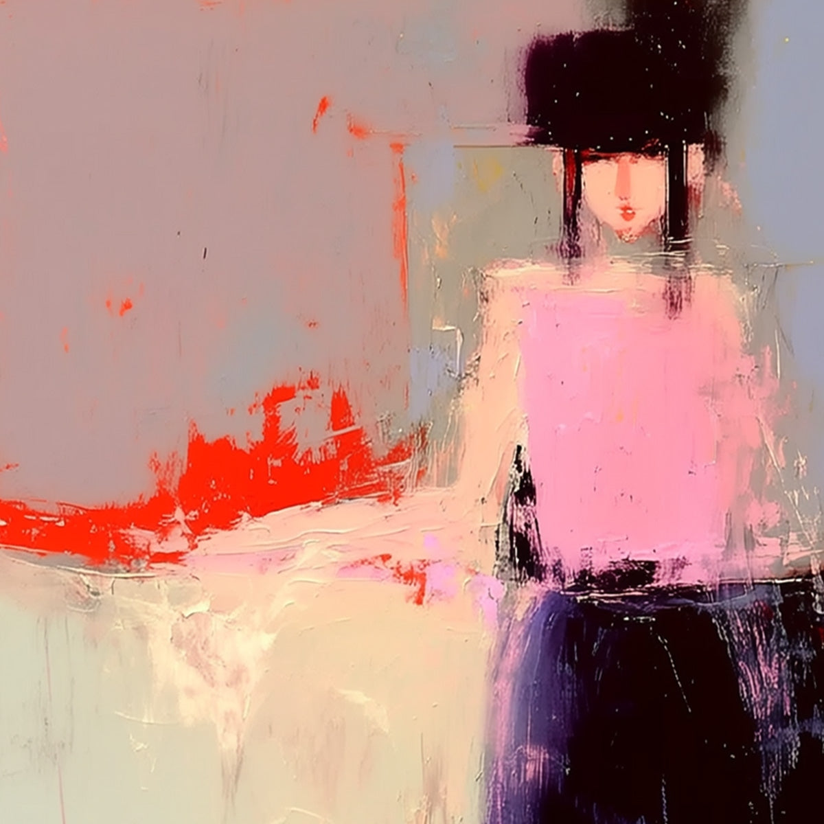 Urban Muse Abstract Portrait Oil Painting | Modern Figurative Wall
