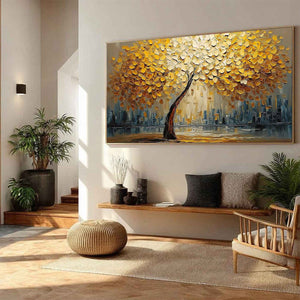 URBAN OASIS: Heavy Texture Palette Knife Cityscape Oil Painting