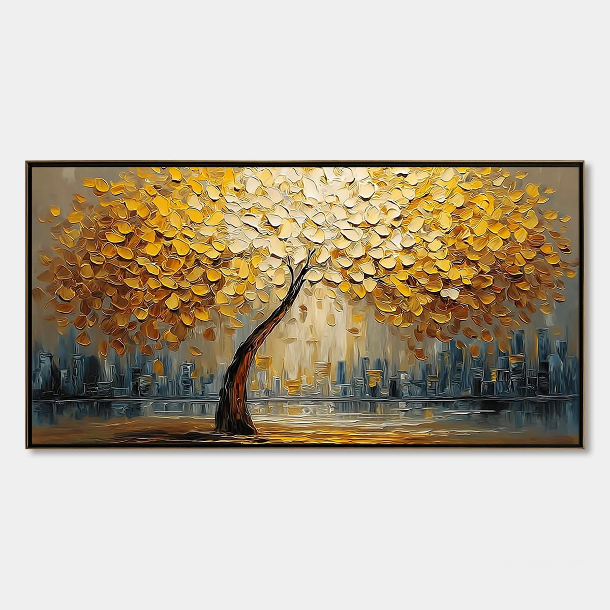 URBAN OASIS: Heavy Texture Palette Knife Cityscape Oil Painting