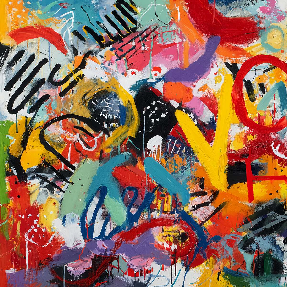 Urban Pulse: Large Colorful Abstract Graffiti Oil Painting for