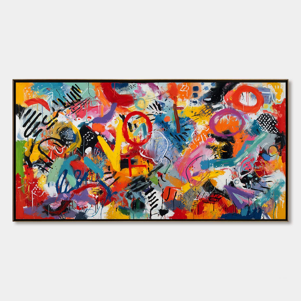 Urban Pulse: Large Colorful Abstract Graffiti Oil Painting for