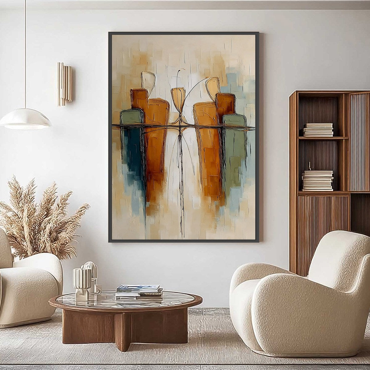 URBAN REFLECTIONS: Textured Abstract Cityscape Reflection Oil Painting