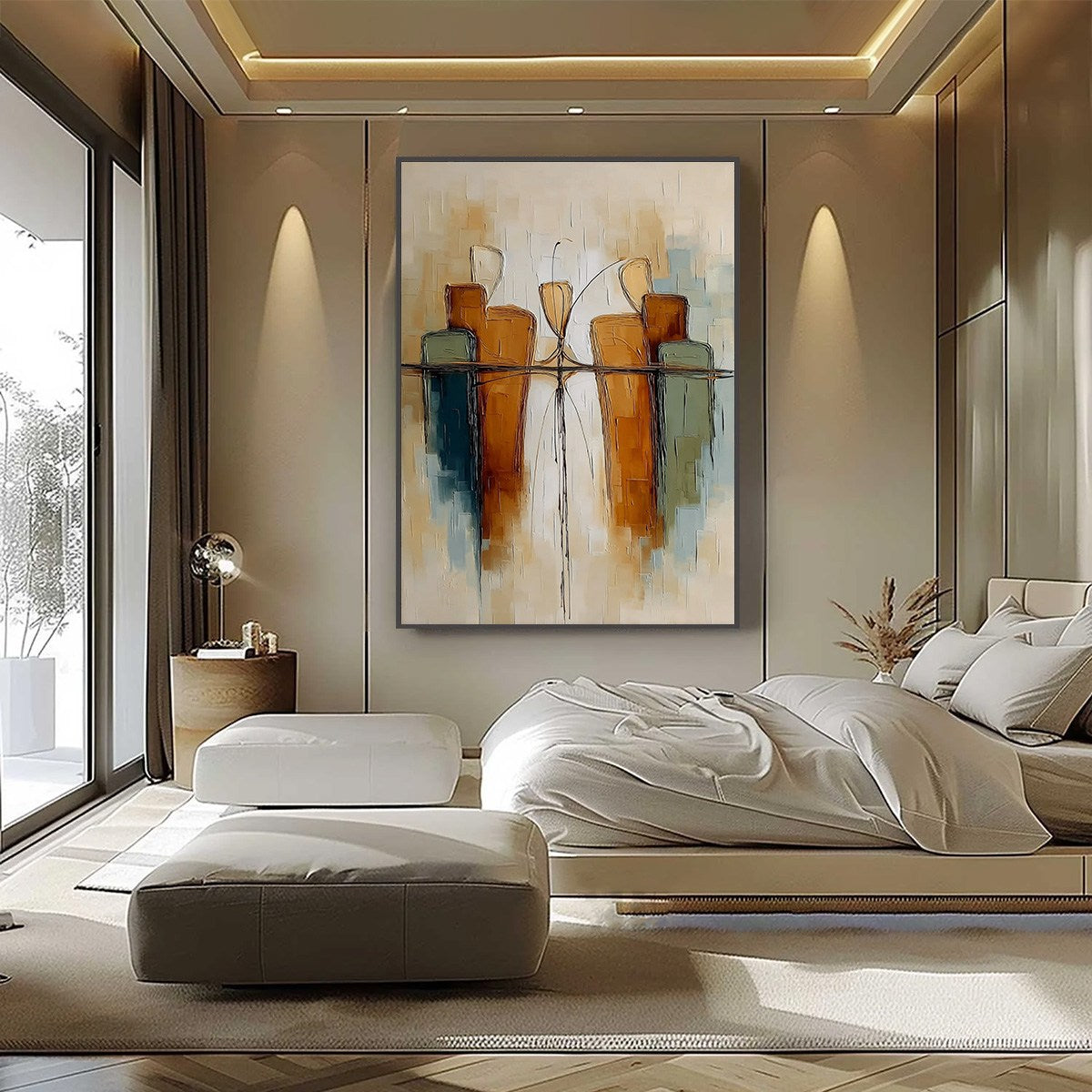 URBAN REFLECTIONS: Textured Abstract Cityscape Reflection Oil Painting