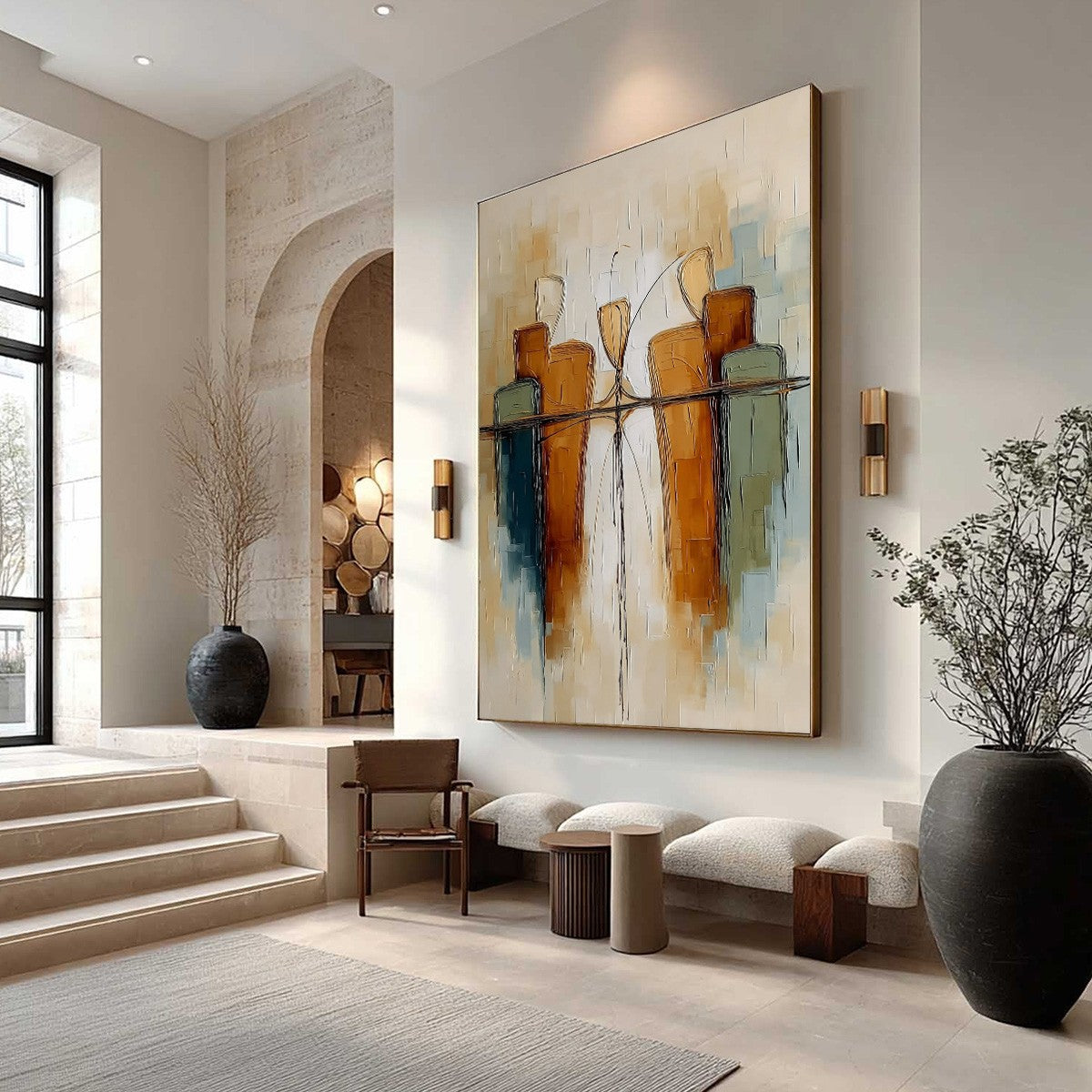 URBAN REFLECTIONS: Textured Abstract Cityscape Reflection Oil Painting