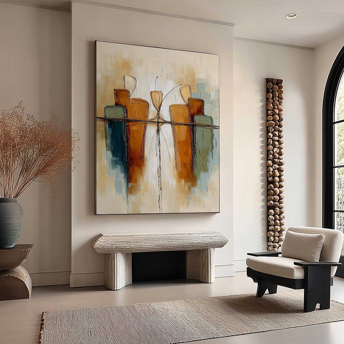 URBAN REFLECTIONS: Textured Abstract Cityscape Reflection Oil Painting