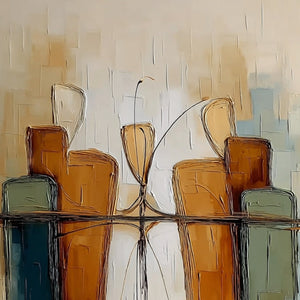 URBAN REFLECTIONS: Textured Abstract Cityscape Reflection Oil Painting