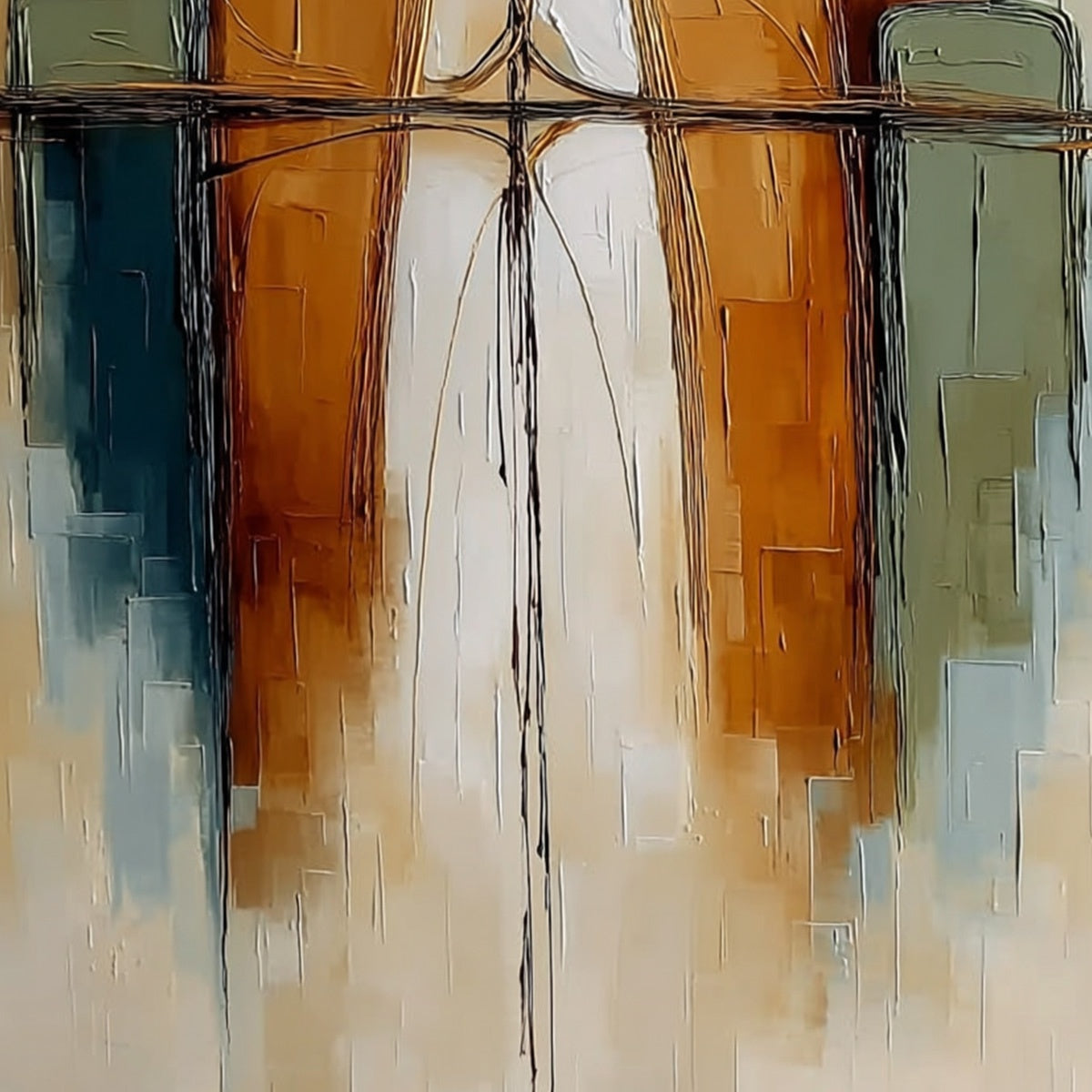 URBAN REFLECTIONS: Textured Abstract Cityscape Reflection Oil Painting