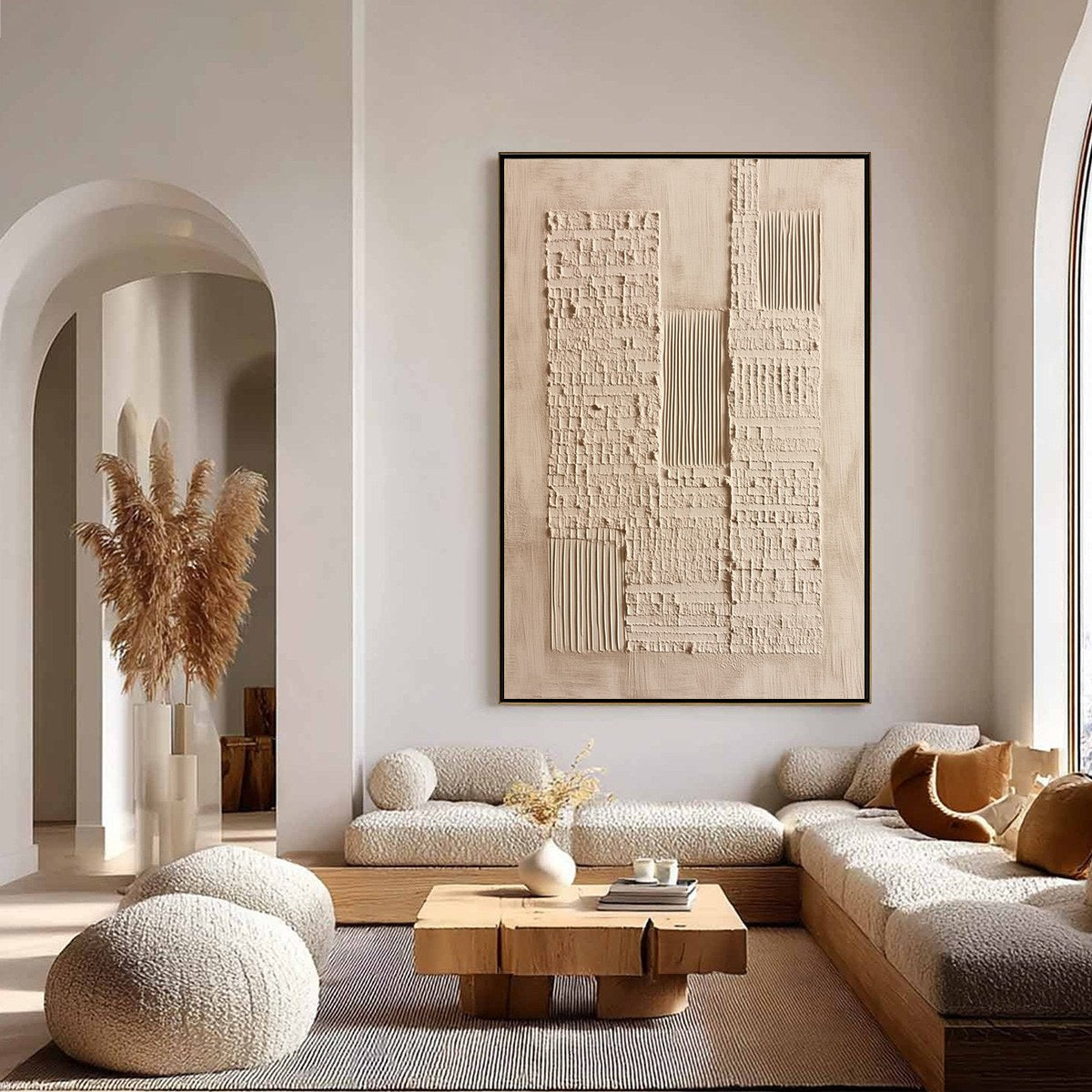 URBAN RELIC: Textured Minimalist Abstract Painting in Neutral Beige Tones