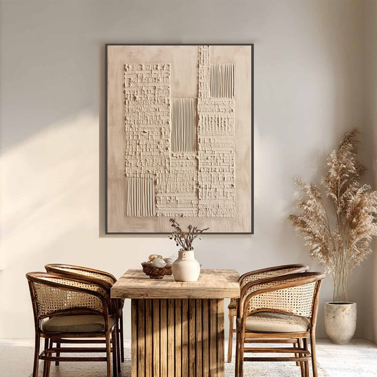 URBAN RELIC: Textured Minimalist Abstract Painting in Neutral Beige Tones