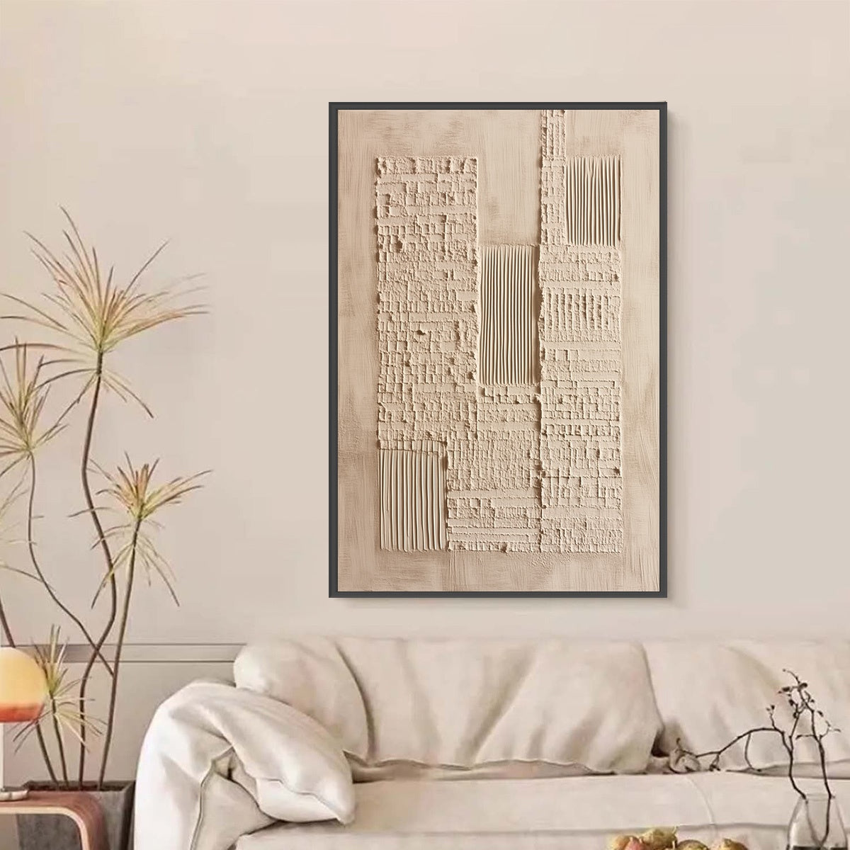 URBAN RELIC: Textured Minimalist Abstract Painting in Neutral Beige Tones
