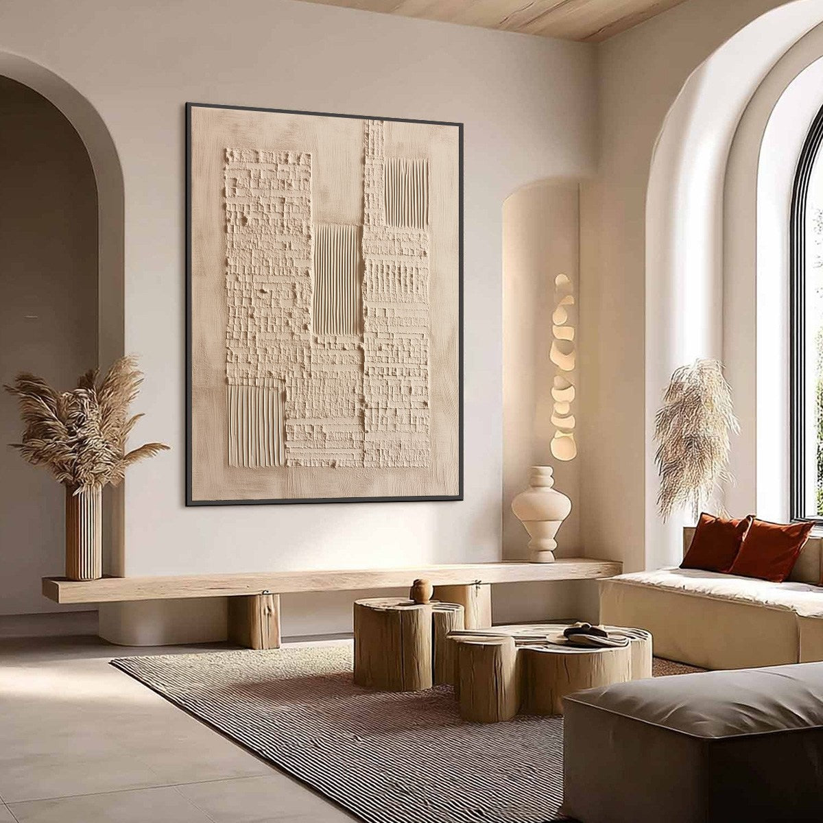 URBAN RELIC: Textured Minimalist Abstract Painting in Neutral Beige Tones