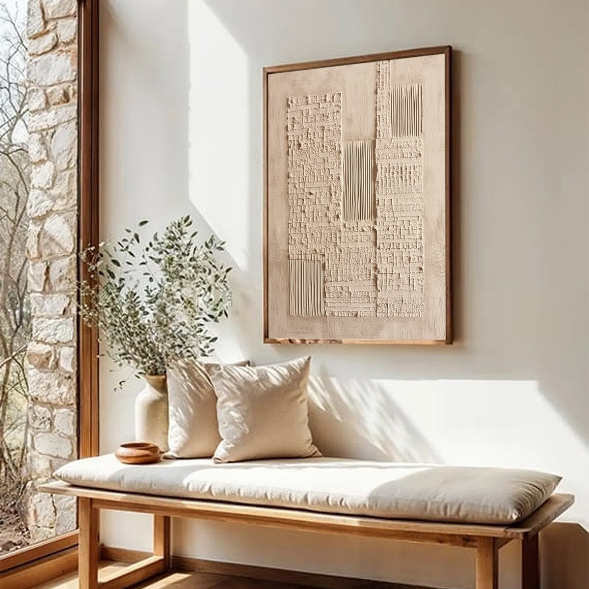 URBAN RELIC: Textured Minimalist Abstract Painting in Neutral Beige Tones