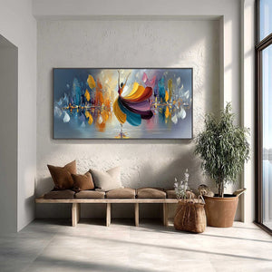 URBAN RHAPSODY: Textured Palette Knife Painting of a Dancer in a Cityscape