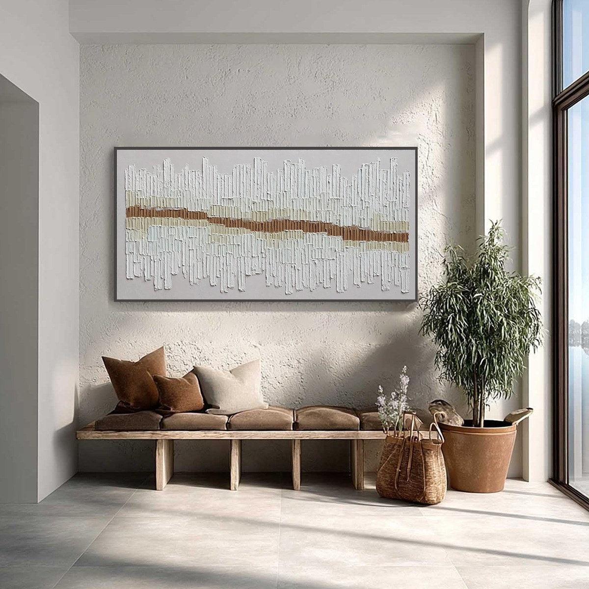 URBAN RHYTHM: Large Horizontal Textured Minimalist Abstract Painting