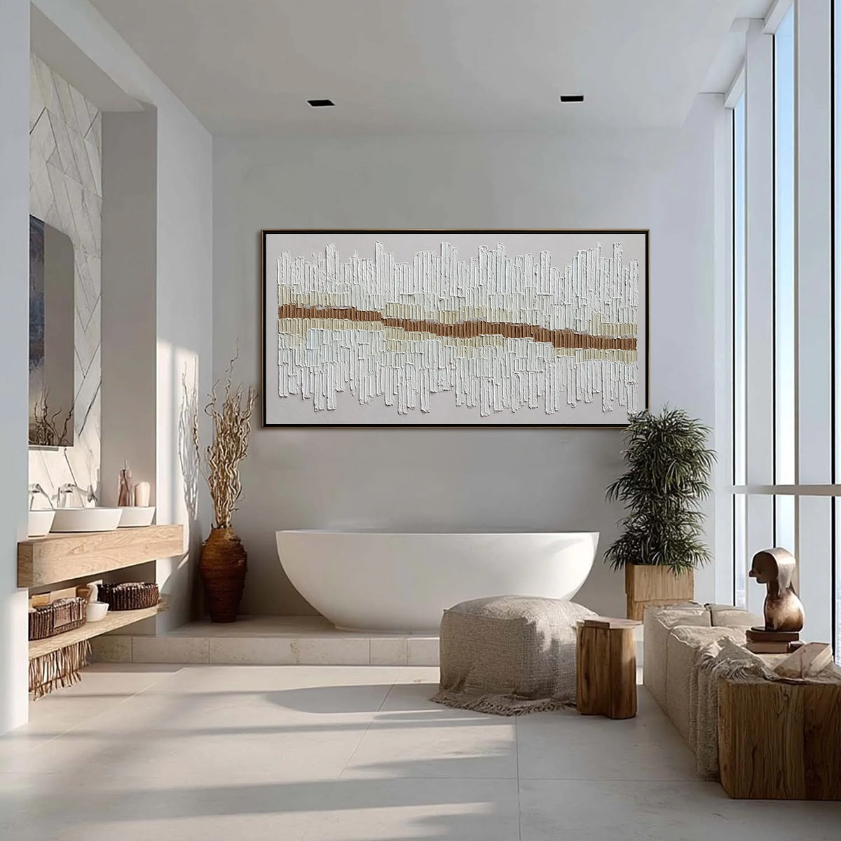 URBAN RHYTHM: Large Horizontal Textured Minimalist Abstract Painting
