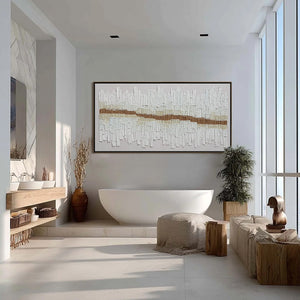 URBAN RHYTHM: Large Horizontal Textured Minimalist Abstract Painting